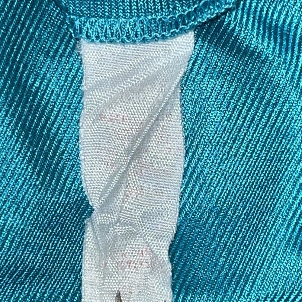 VTG Gilead Teal Maxi Nightgown Peekaboo Sleeve Pockets Peignoir Caftan READ - Picture 9 of 9